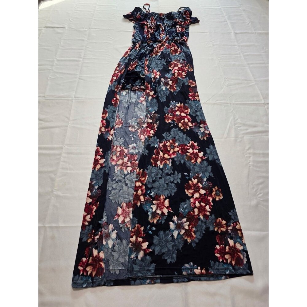 J&W Women’s Floral Wrap Maxi Dress Built In Shorts Size XXL Silk Blend